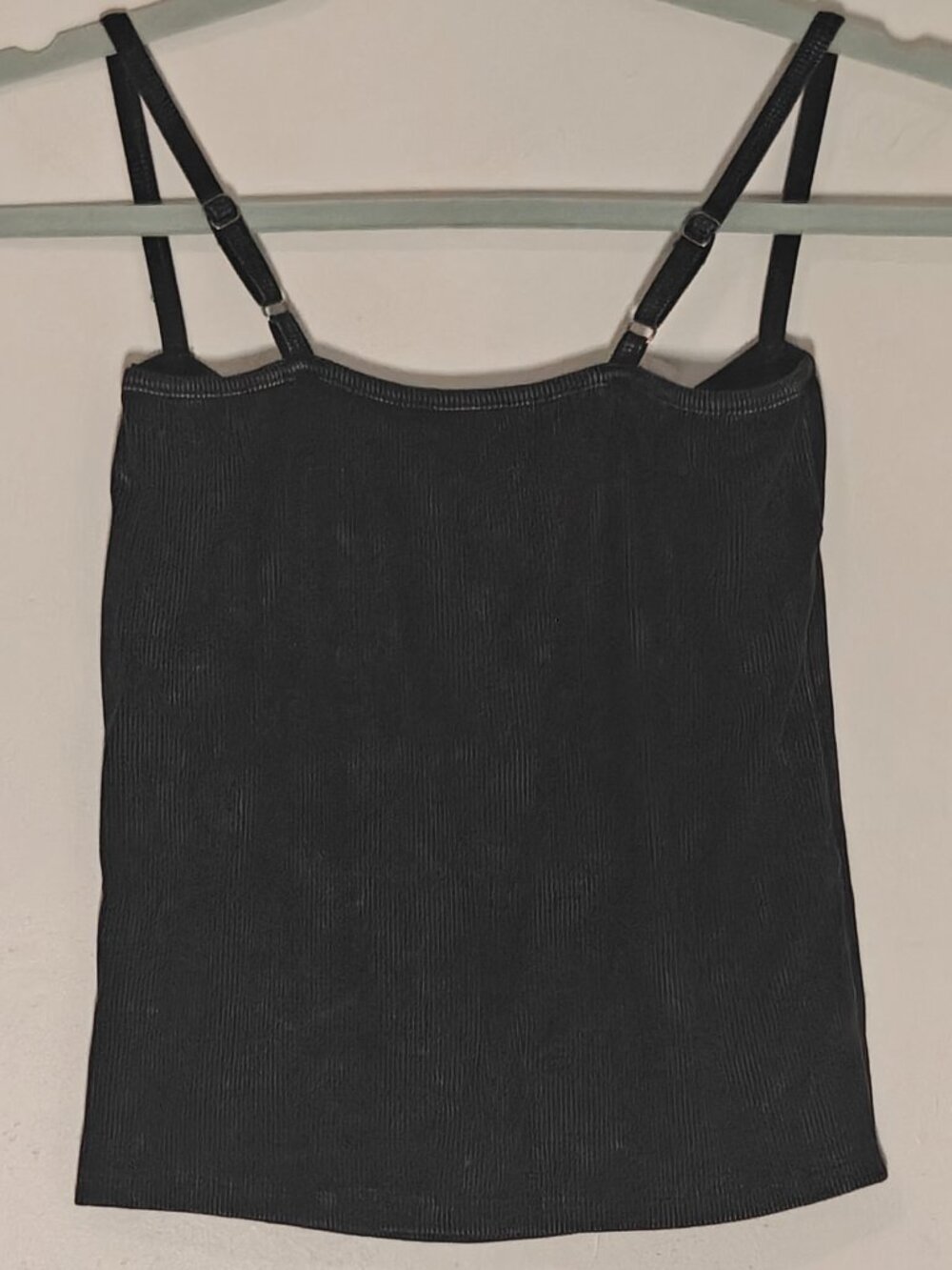 Joah Brown Square Neck Cami in Charcoal Washed Rib - Picture 3 of 5